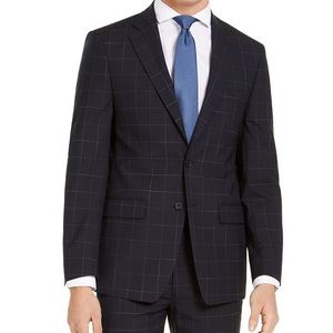 36s Navy Blue Windowpane Calvin Klein Suit